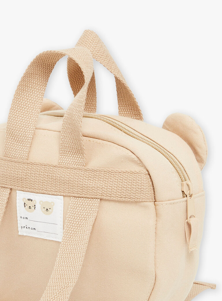 Sac à dos beige avec oreilles 3D