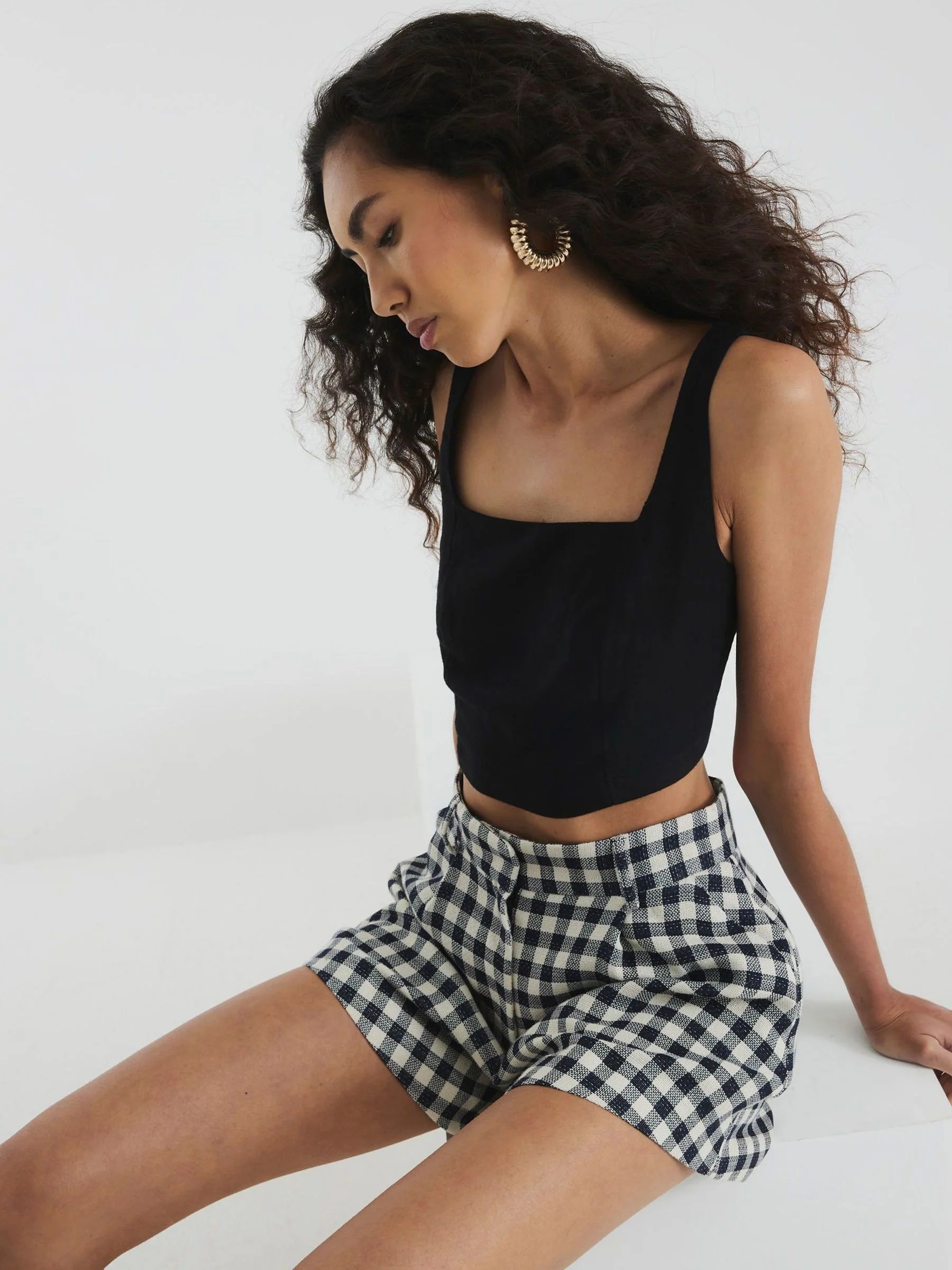 River Island - Uitlopende short met gingham-ruit