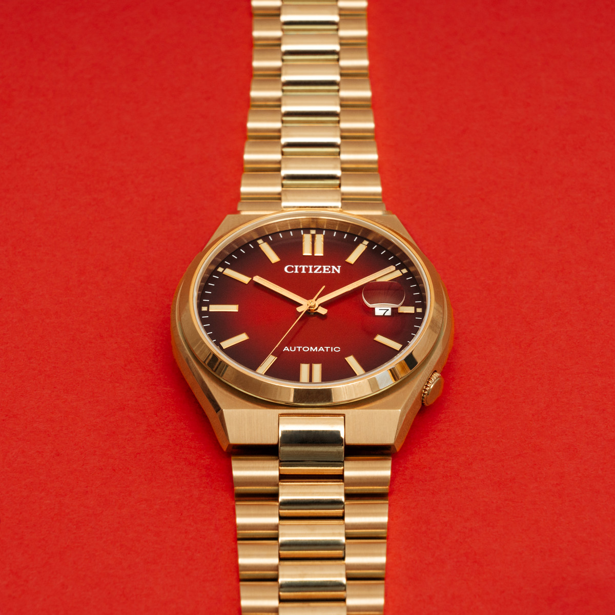 Montre CITIZEN Tsuyosa homme automatique bracelet acier doré rose