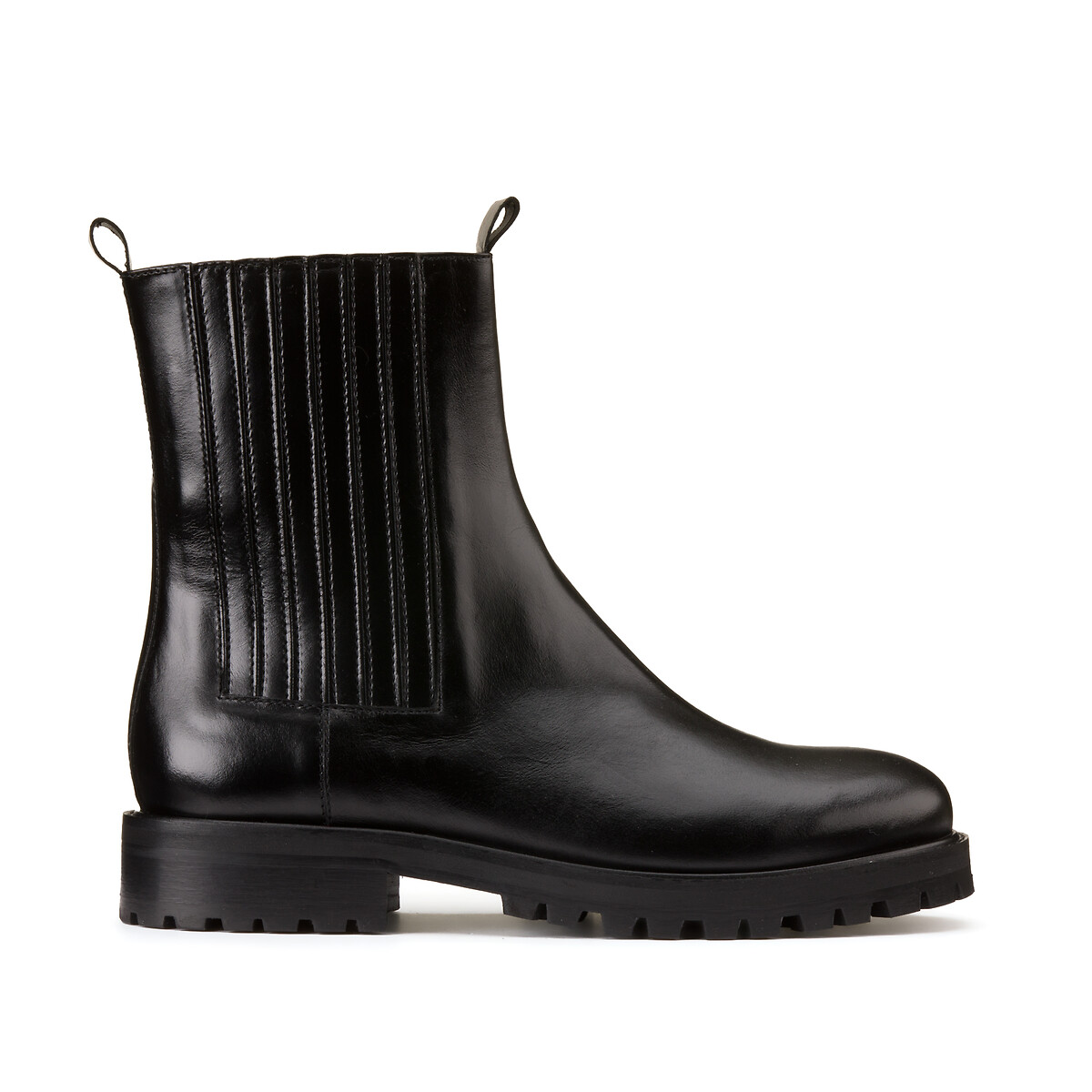 COLEÇÕES LA REDOUTE<br>Botas de couro, sola canelada, assinatura BRUNELLE