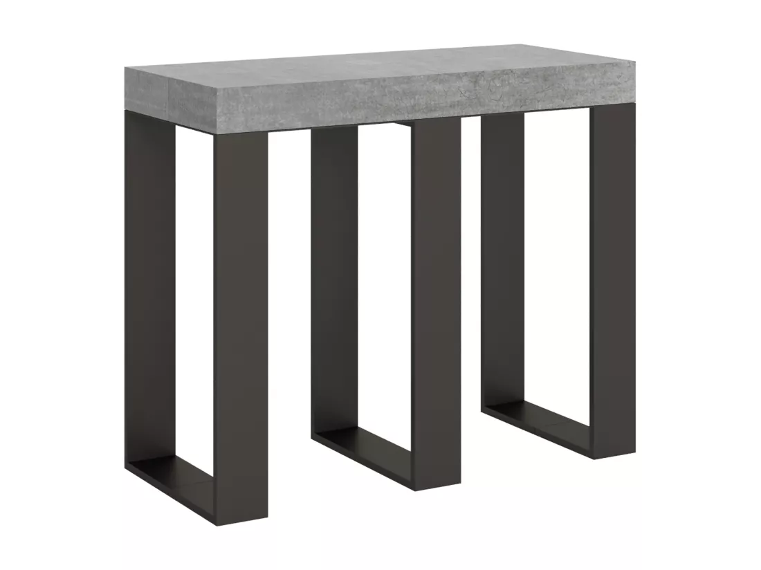 Console extensible 90x40/300 cm Sintesi Premium Gris Béton cadre Anthracite