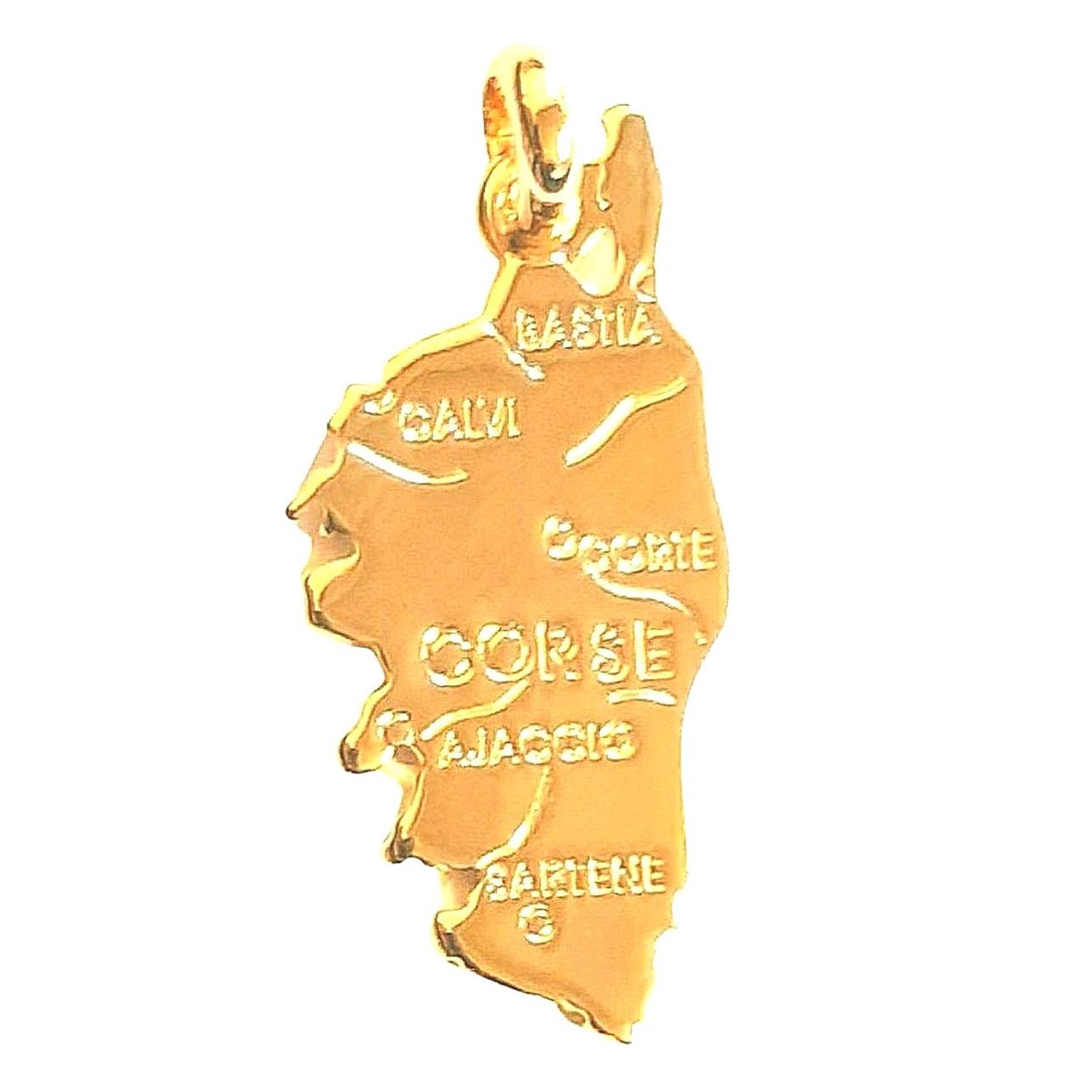 Pendentif carte de la Corse Ile de Beauté en plaqué or