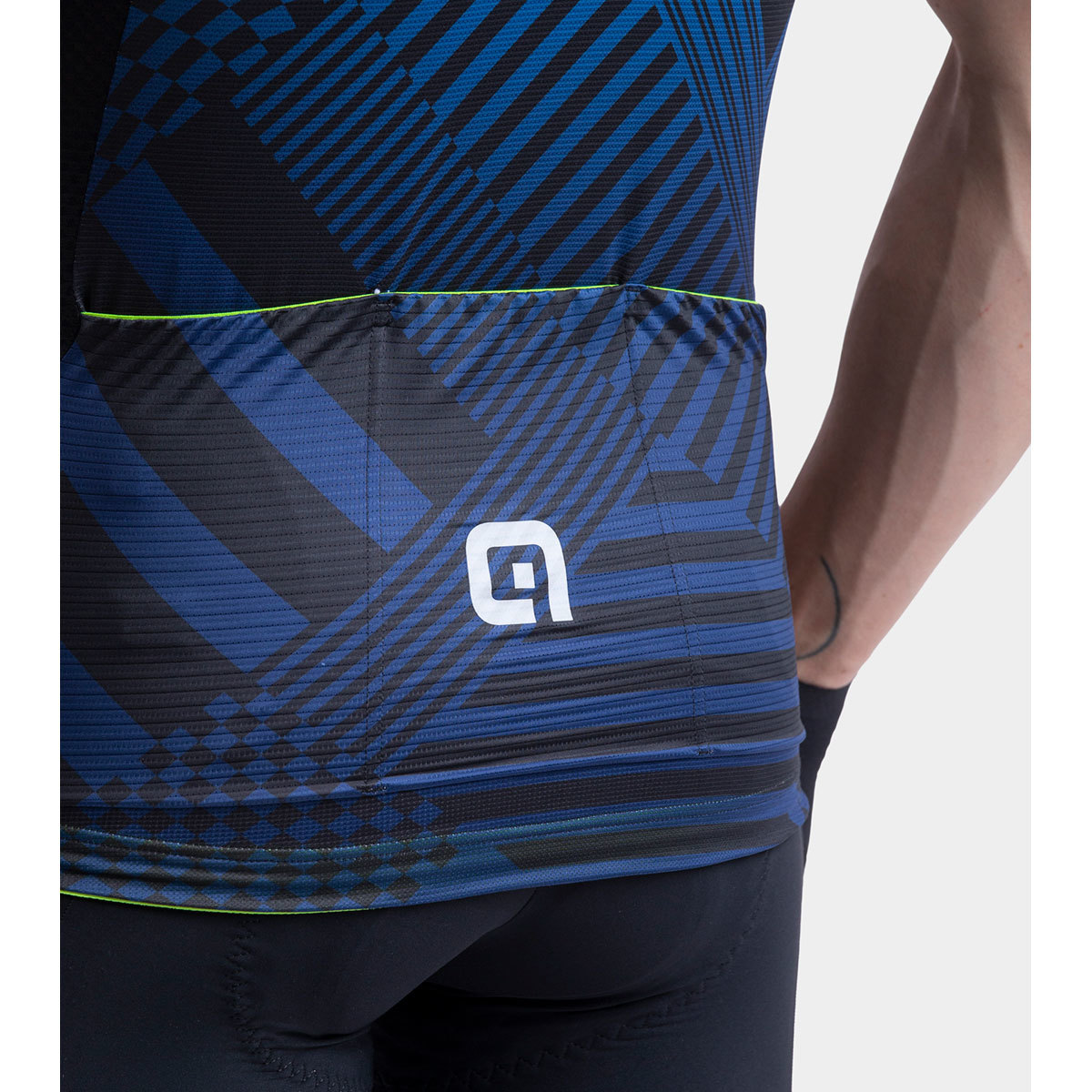 Ale PR-S Checker Fietsshirt Korte Mouwen Blauw Heren