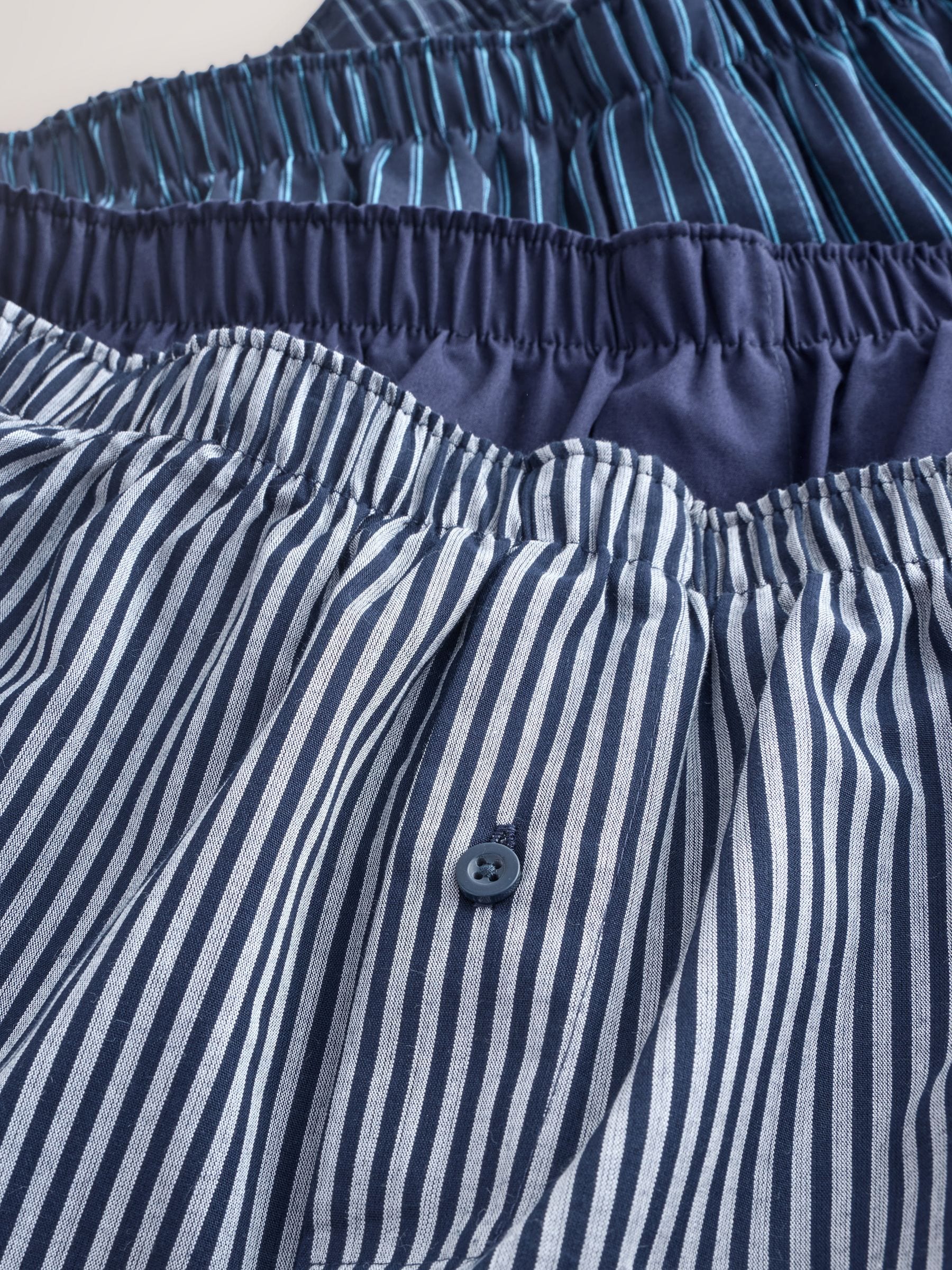 Marineblauw gemengd patroon - Verpakking van 4 - Geweven boxershorts van puur katoen