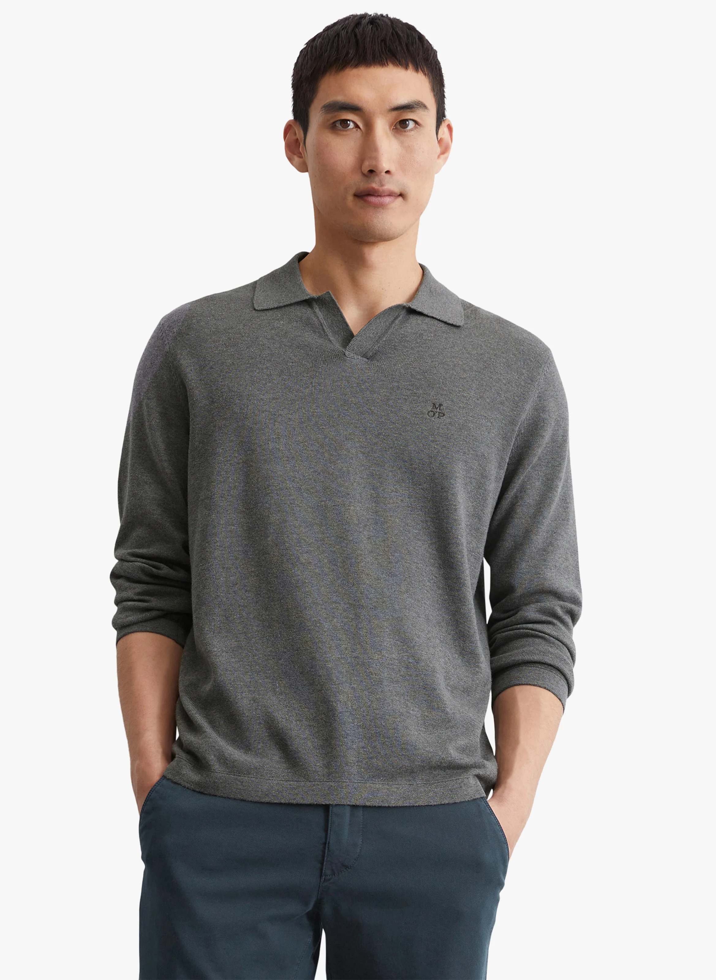 Polo en coton bio mélangé | Gris