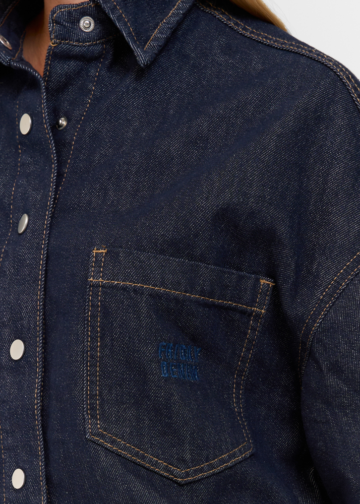 Denim blouse korte mouw marine blauw