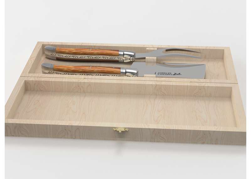 Service à fromage Laguiole avec un manche en bois de serpent et mitres en acier inoxydable