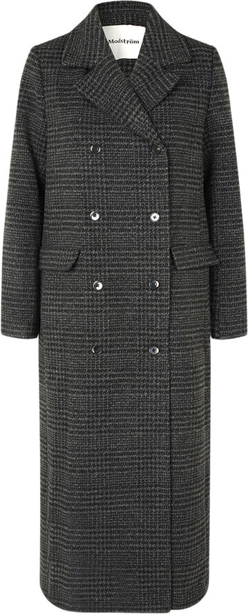 Modström JuniperMD Wool check coat Dark gray check