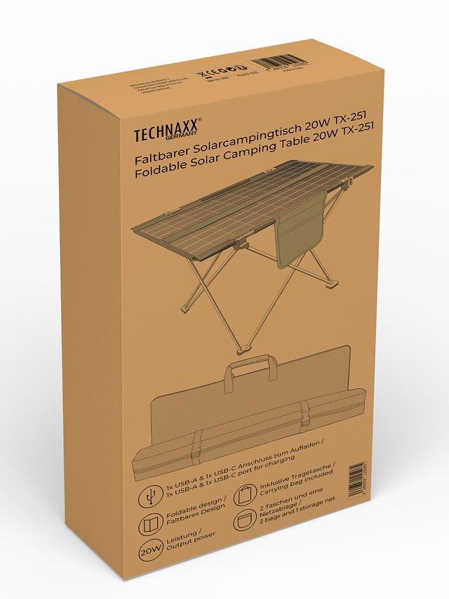 Faltbarer Solar-Campingtisch, 20 W