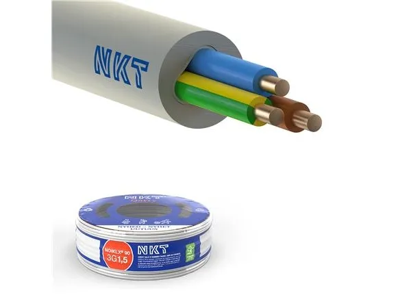 Installationskabel NOIKLX 90° 3G1,5 Lysegrå R50 - (50 meter)