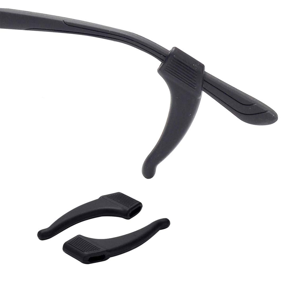 (4 Paar) 34x13mm Sport Brillen Bügel Halterung Anti-Rutsch Silikon Ohrhaken - Schwarz