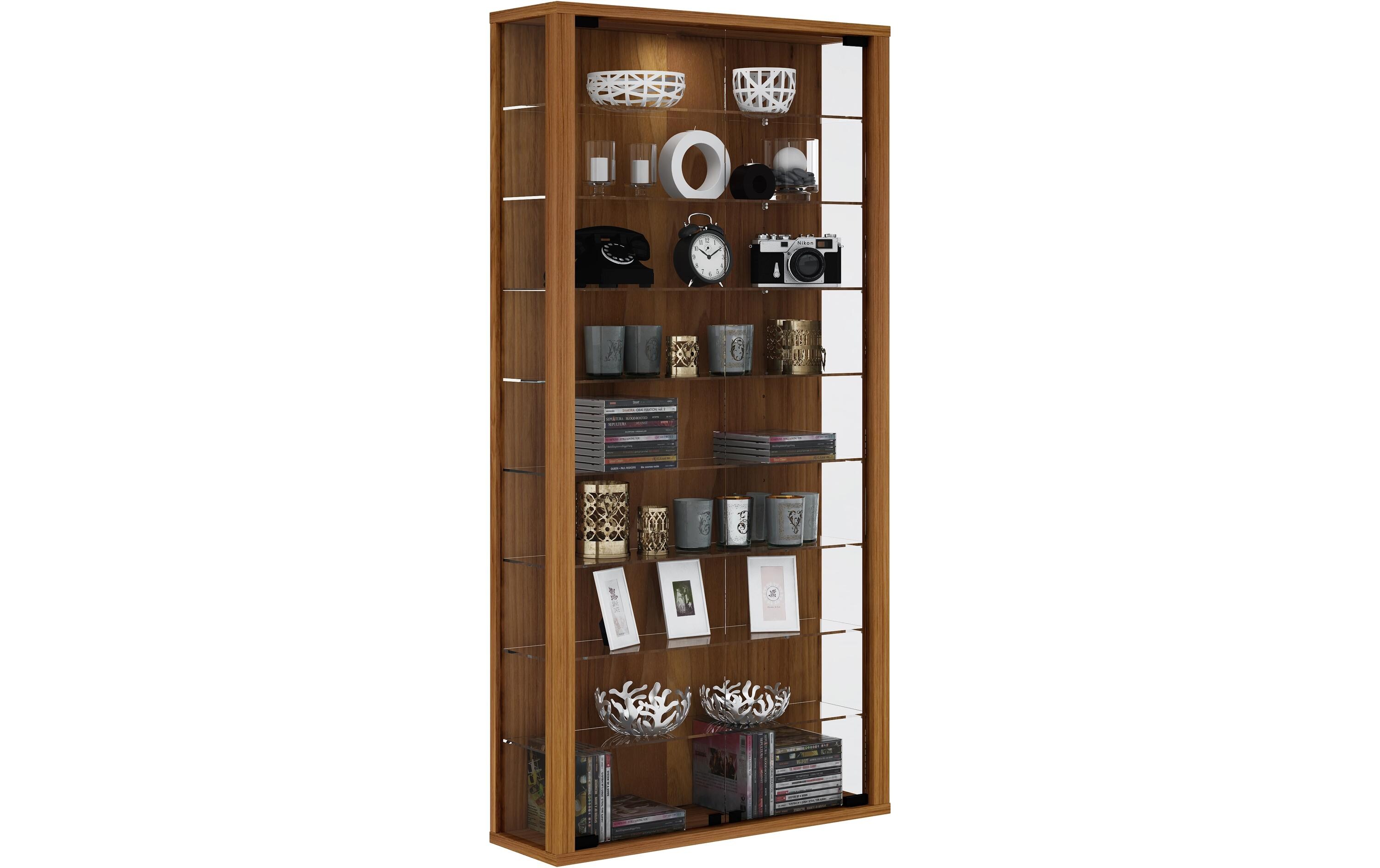 Vitrine Vitrosa Maxi 59 x 114.3 cm, Kern-Nussbaum<br>Hängevitrine für die Wandmontage