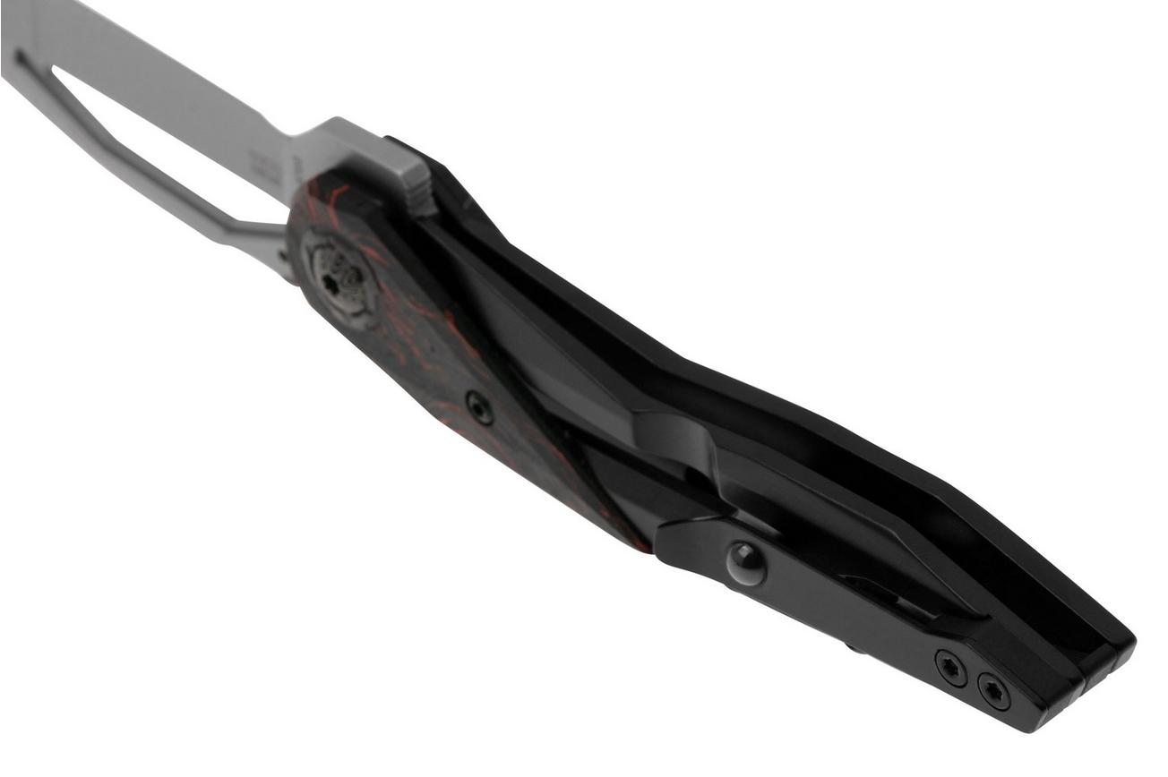 CRKT Nucleus 5702 Bead Blast 12C27, Black Stainless Steel, Red Black G10 Overlay, zakmes, Princeton Wong design