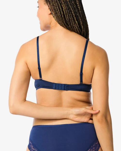 soutien-gorge préformé en dentelle avec armatures bleu foncé