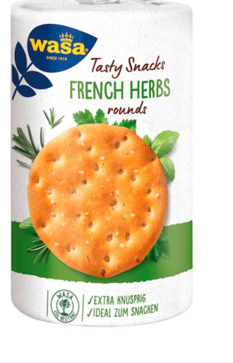 Wasa Tasty Snacks French Herbs Rounds 205g MHD:30.4.25