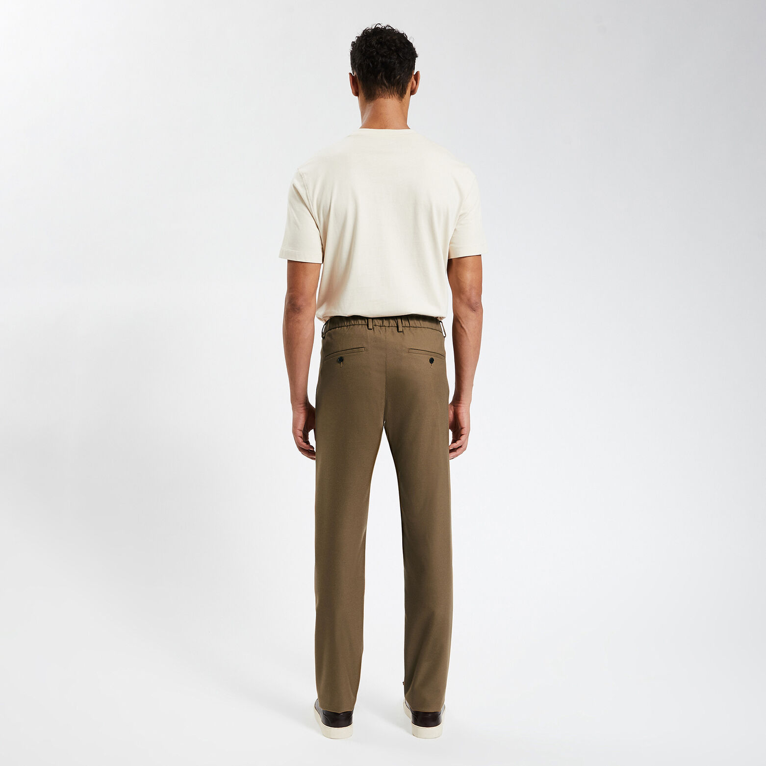 Pantalon chino slim effet flanelle Camel