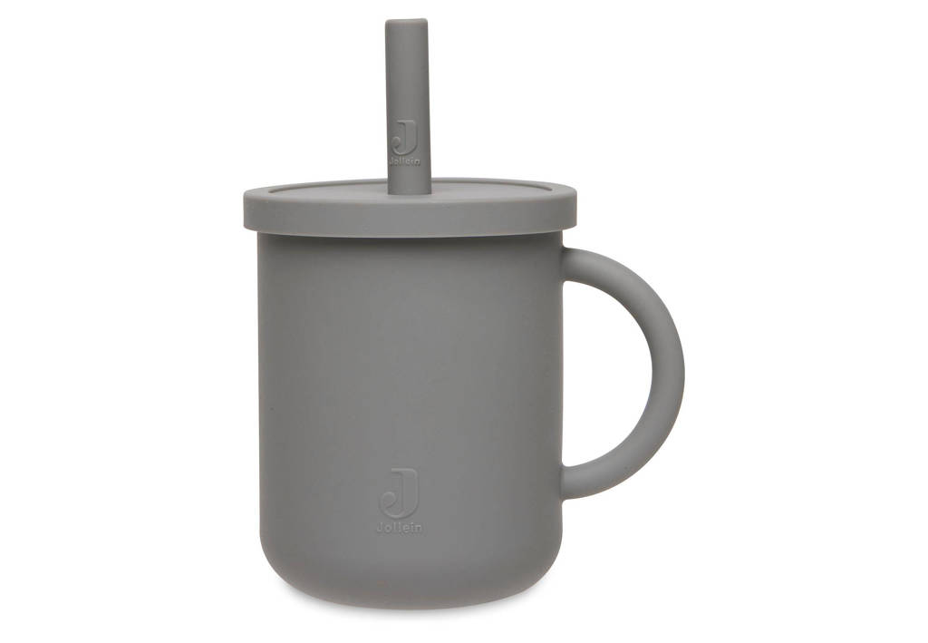 siliconen rietjesbeker met rietje Storm grey (270 ml)