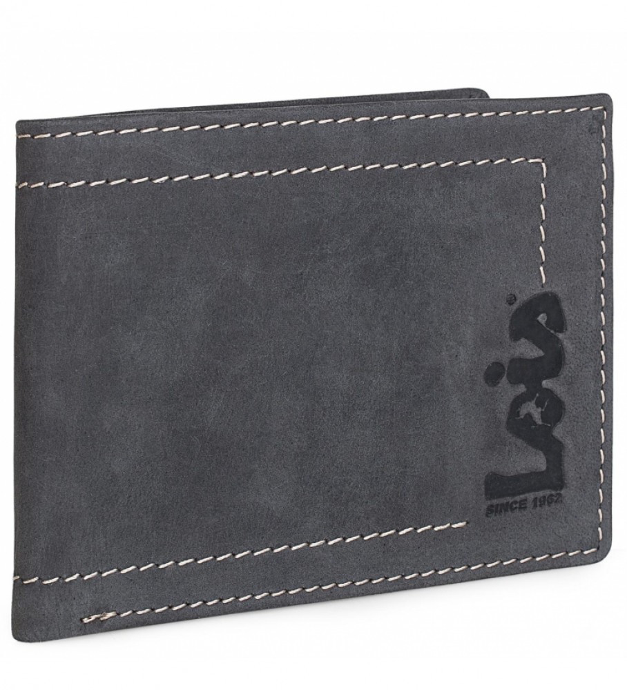 Carteira de couro Lois 201508 preta - 11 x 8,5 cm -