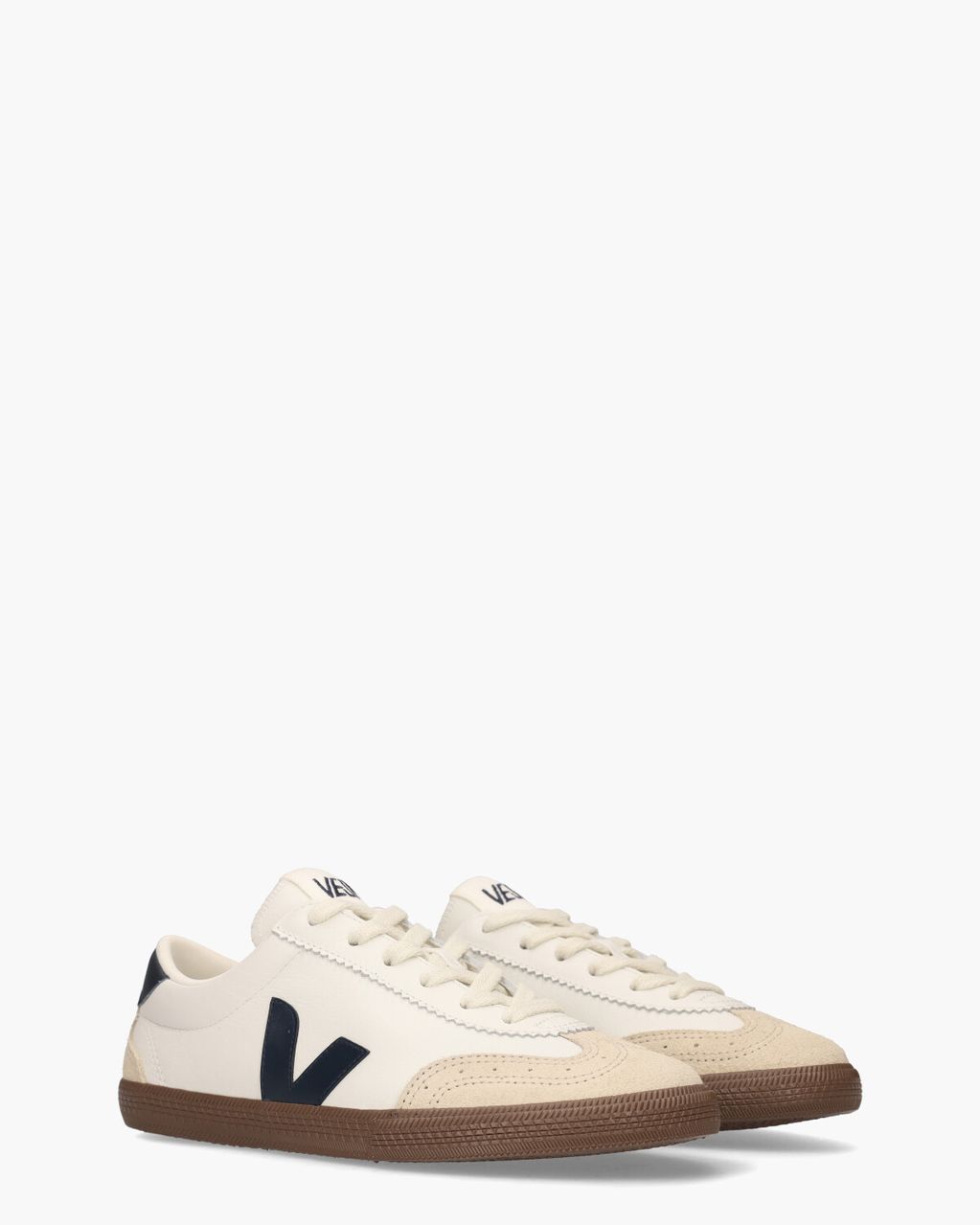 Veja Volley Leather Wit/Donkerblauw Damessneakers