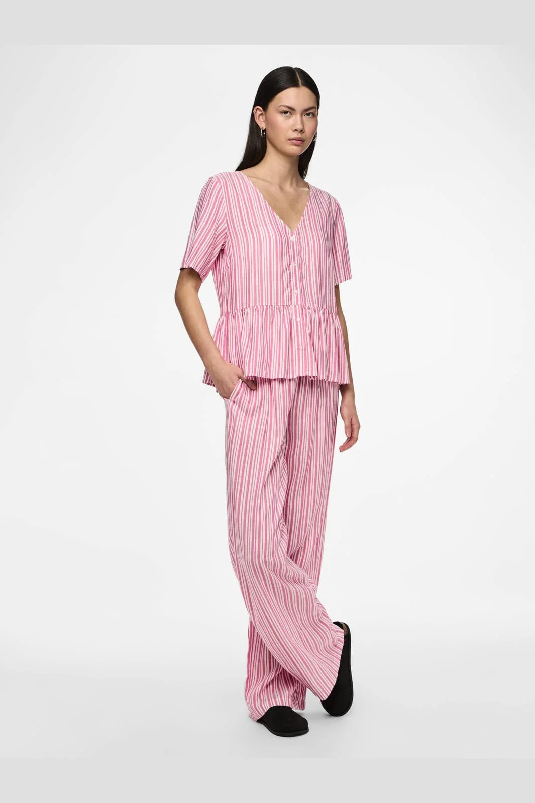 Pieces Pcalvina Pants 4472395 ibis rose cloud dancer