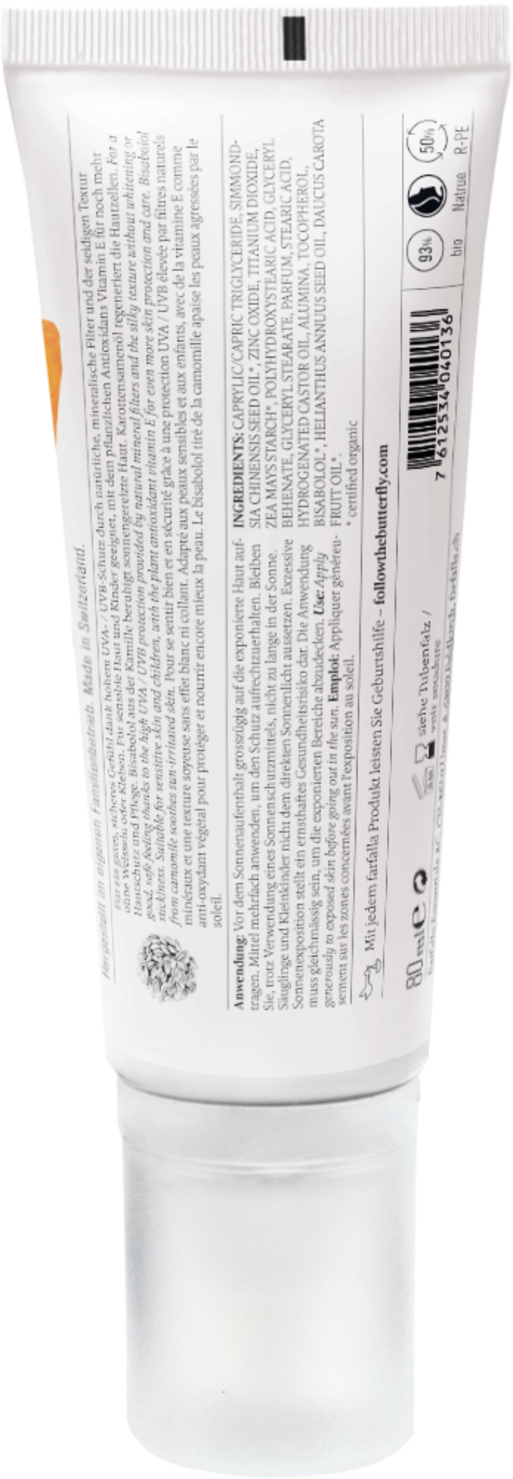 farfalla  High Protection E+ Sun Cream SPF 50, 80 ml
