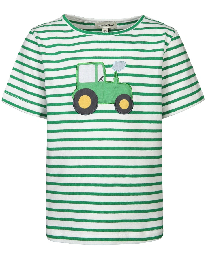 T-Shirt TRAKTOR TOBI gestreift in weiß/grün