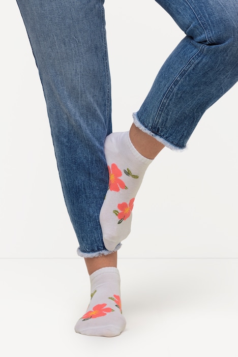 Sneakersocken, Blumen, extrakurzer Schaft