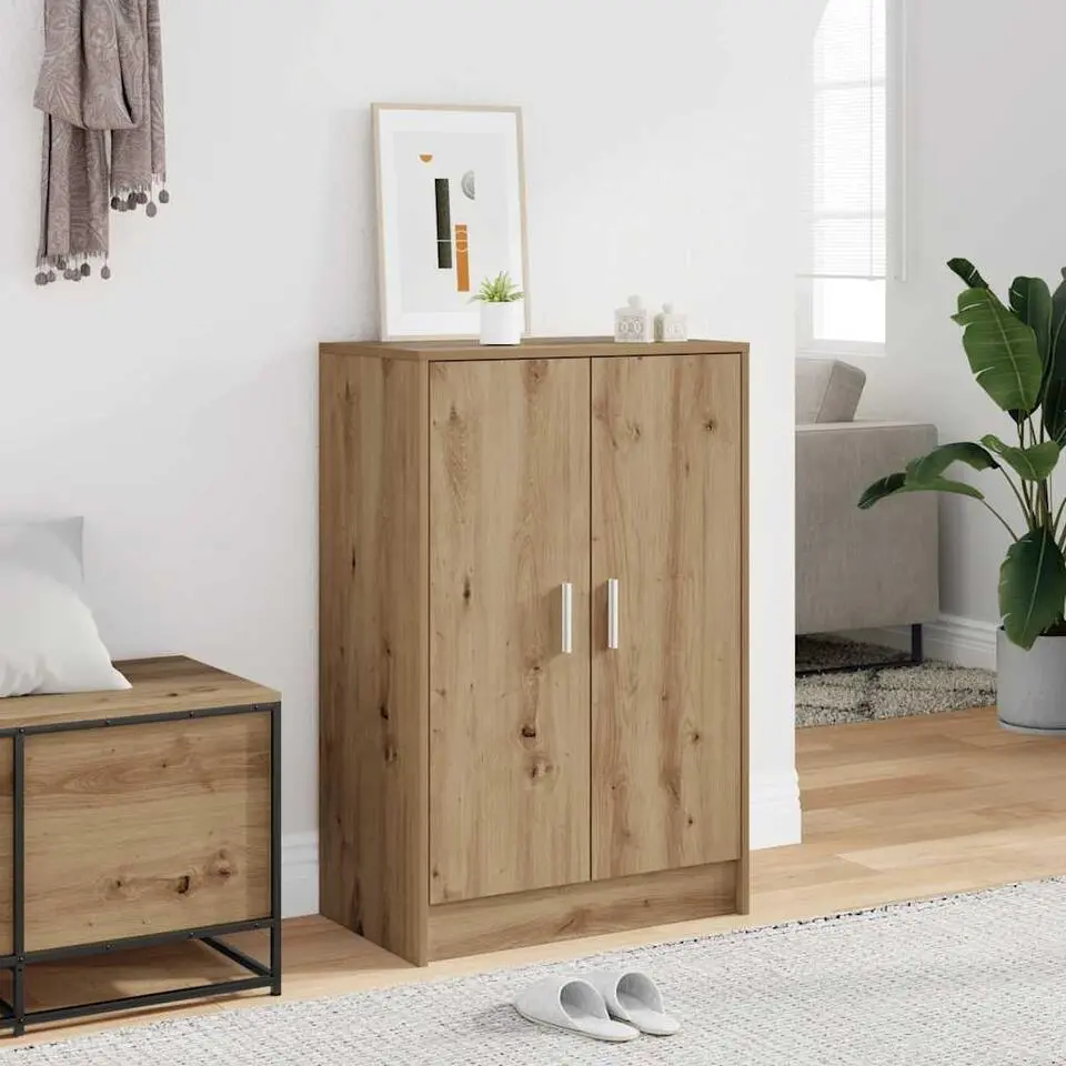 vidaXL - 6-laags Schoenenkast met 2 deuren 12 paar Artisana eiken - 60x35x92 cm