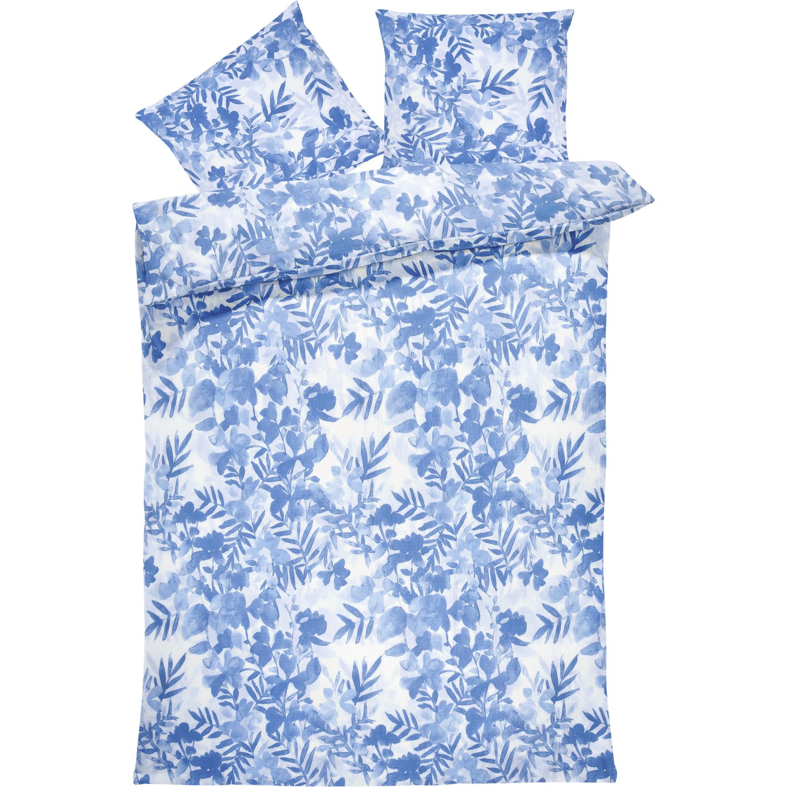 Bettwäsche Seersucker Natur blau 200x210 2x65x65 Bettanzug Fra