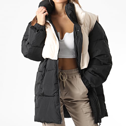 Doudoune Longue Femme W33497MOW Noir Beige