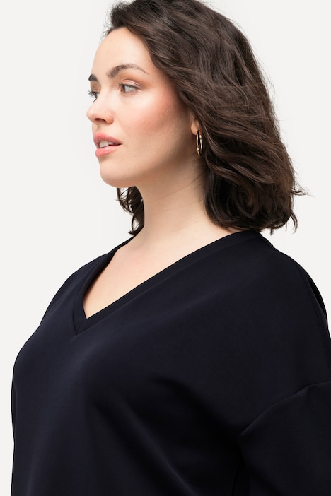 Soft-Sweatshirt, Oversized, V-Ausschnitt, Halbarm