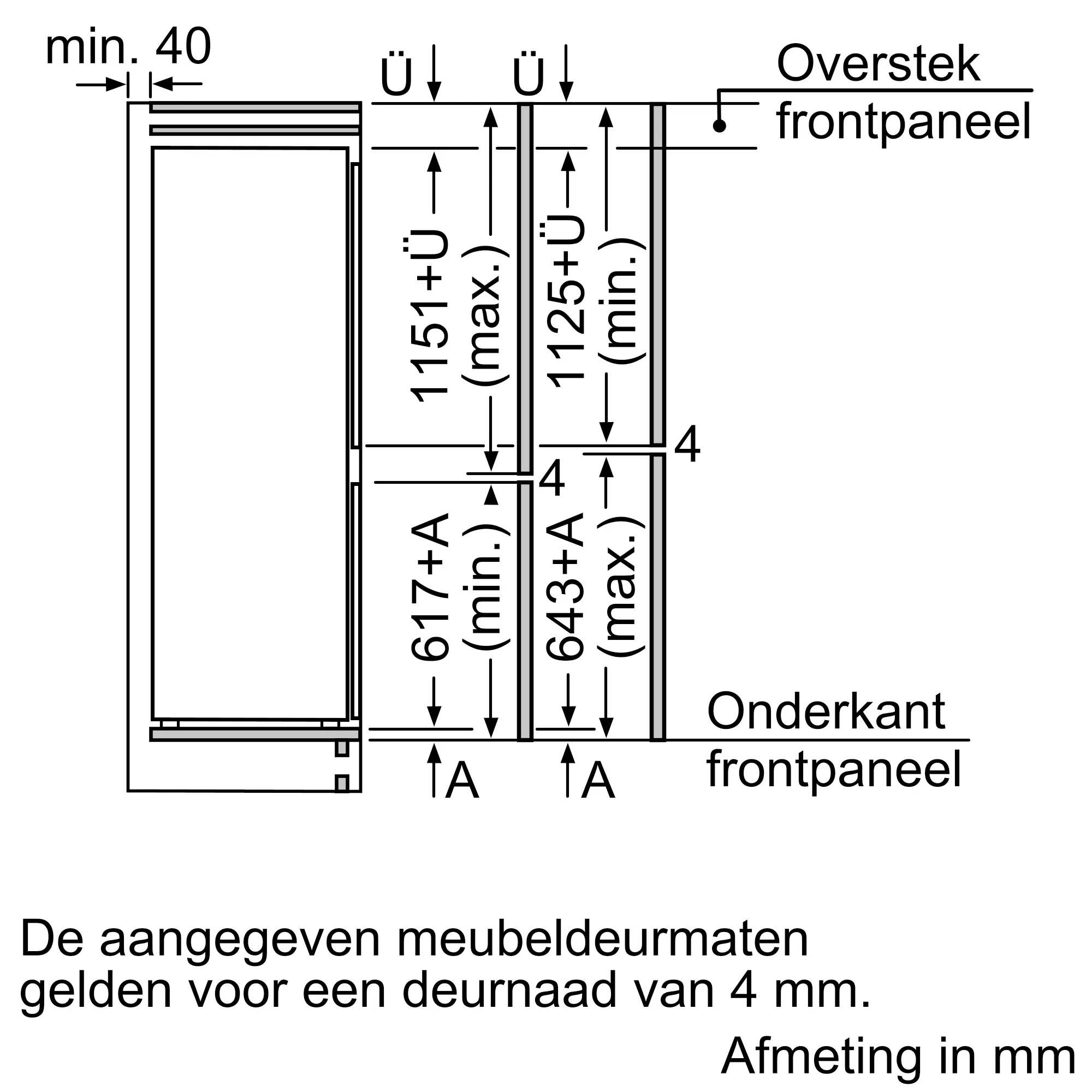 Serie 6 Inbouw koel-vriescombinatie 177.2 x 55.8 cm Vlakscharnier