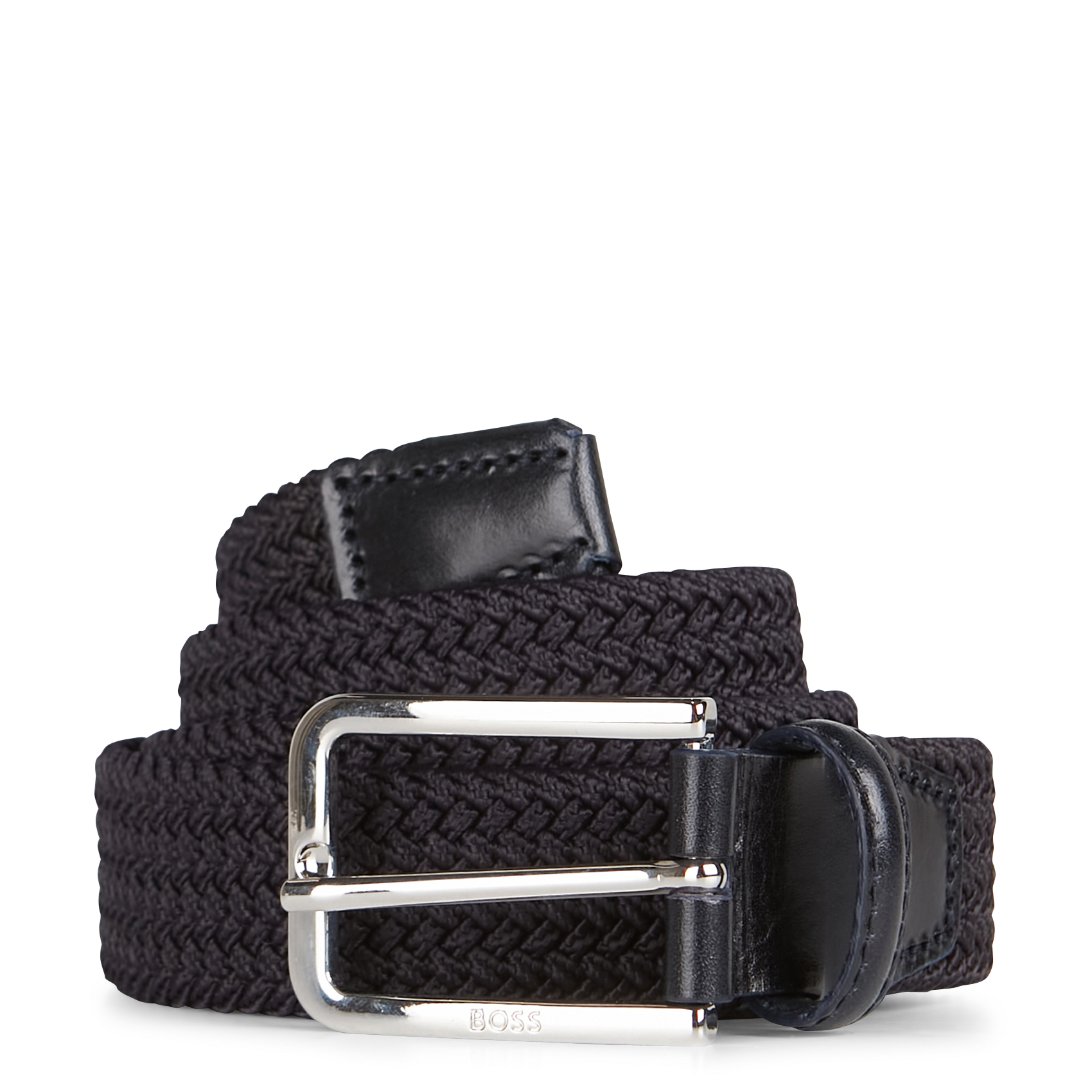 Ceinture tissée avec garnitures en cuir | Bleu