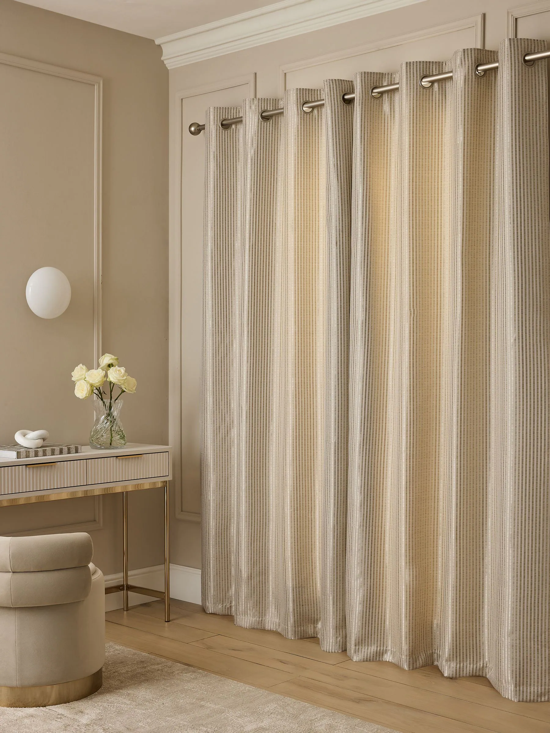 Stripe Jacquard Eyelet Lined Curtains