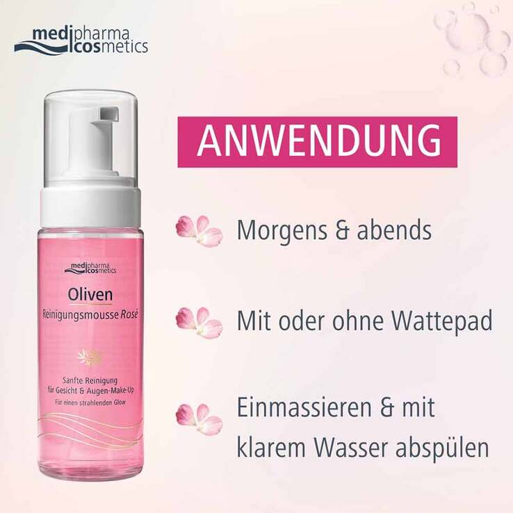 Oliven Reinigungsmousse Rose, 150 ml