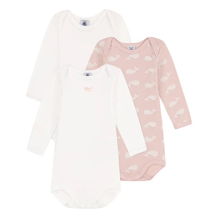 Petit Bateau Lot 3 Bodies Baleine | Rose