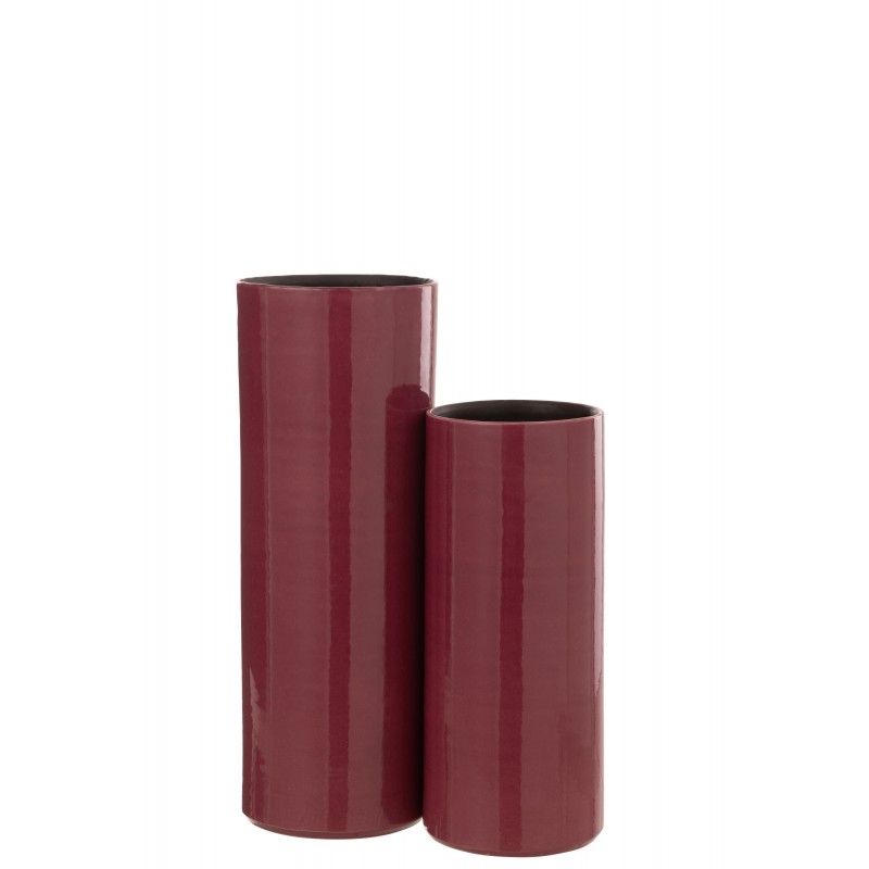 Vase haut en céramique fuchsia 15x15x37 cm