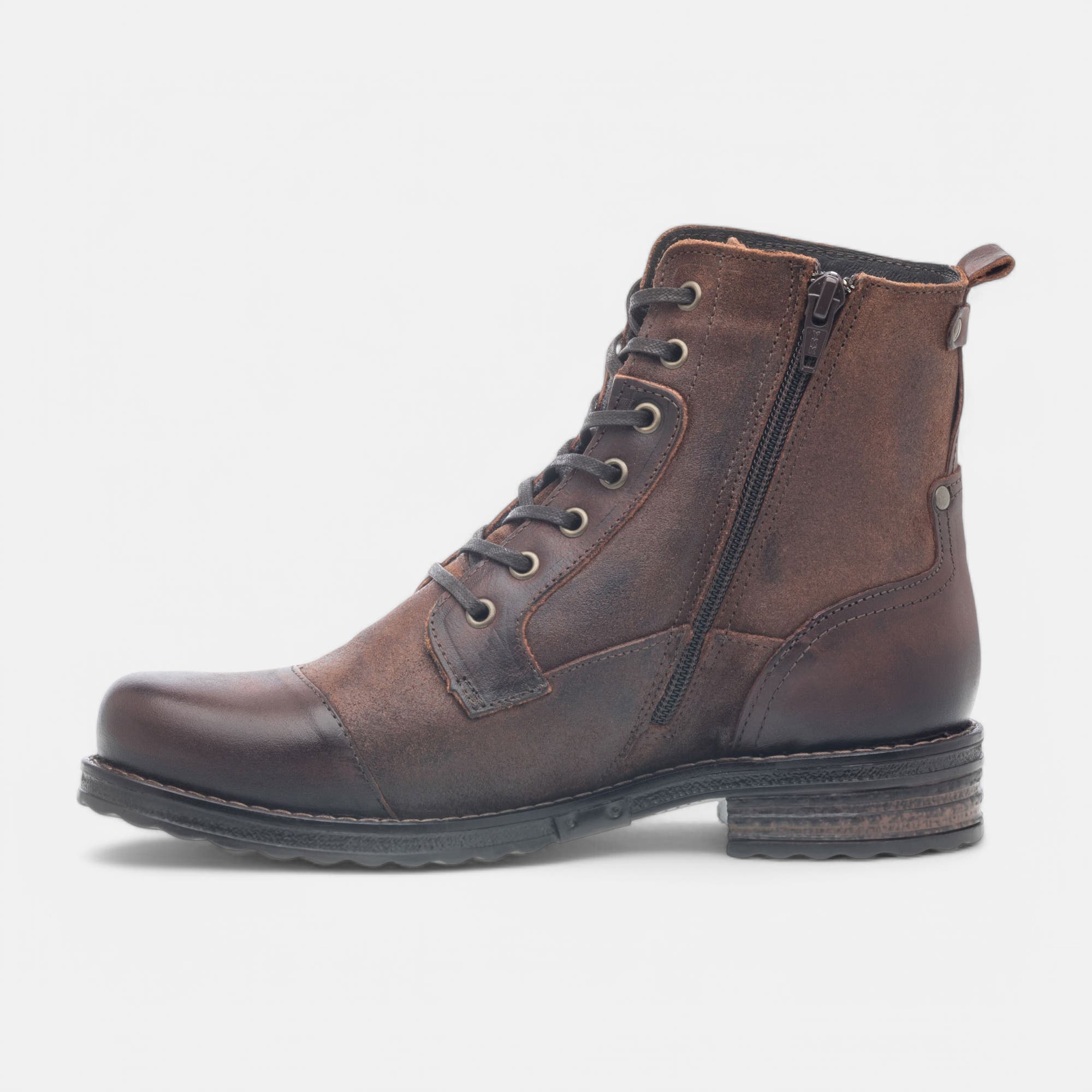 Bottines à lacets Femme en cuir cognac