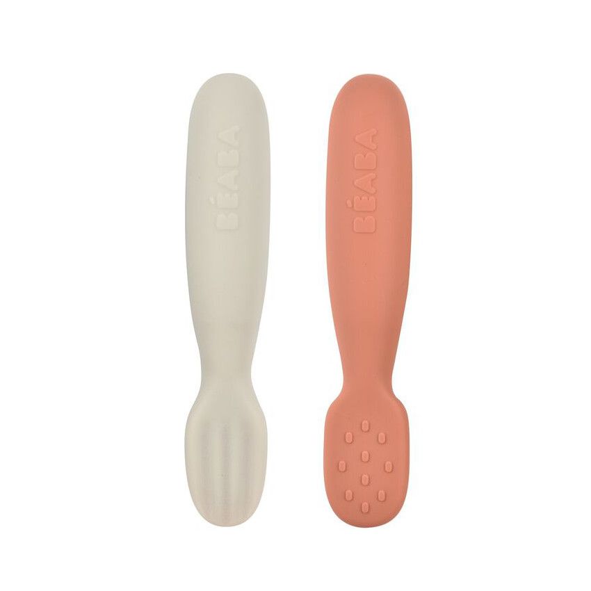 Lot de 2 pré-cuillères en silicone terracotta/velvet grey - Ecru