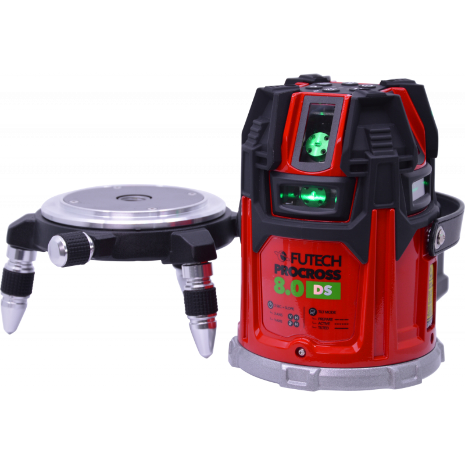 FUTECH Procross 8.0 DS Kruislijnlaser in koffer incl. afstandsbediening en ontvanger – groen – 2x200m - 8 lijnen