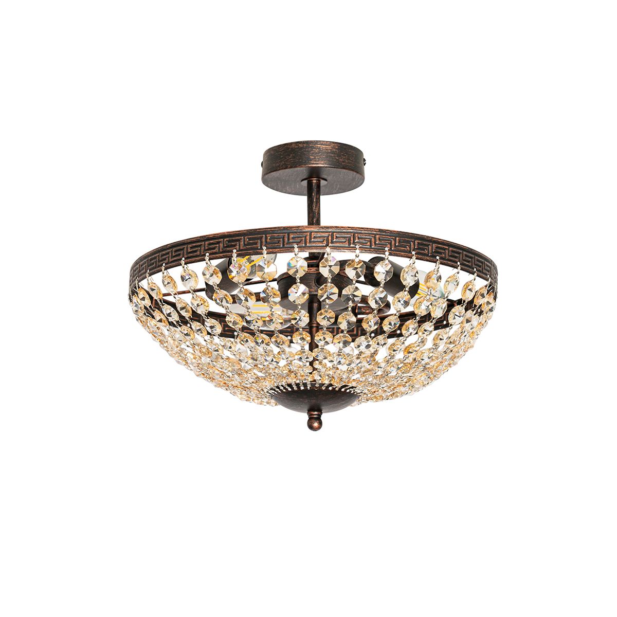 Klassieke plafondlamp brons en kristal 3-lichts - Mondrian