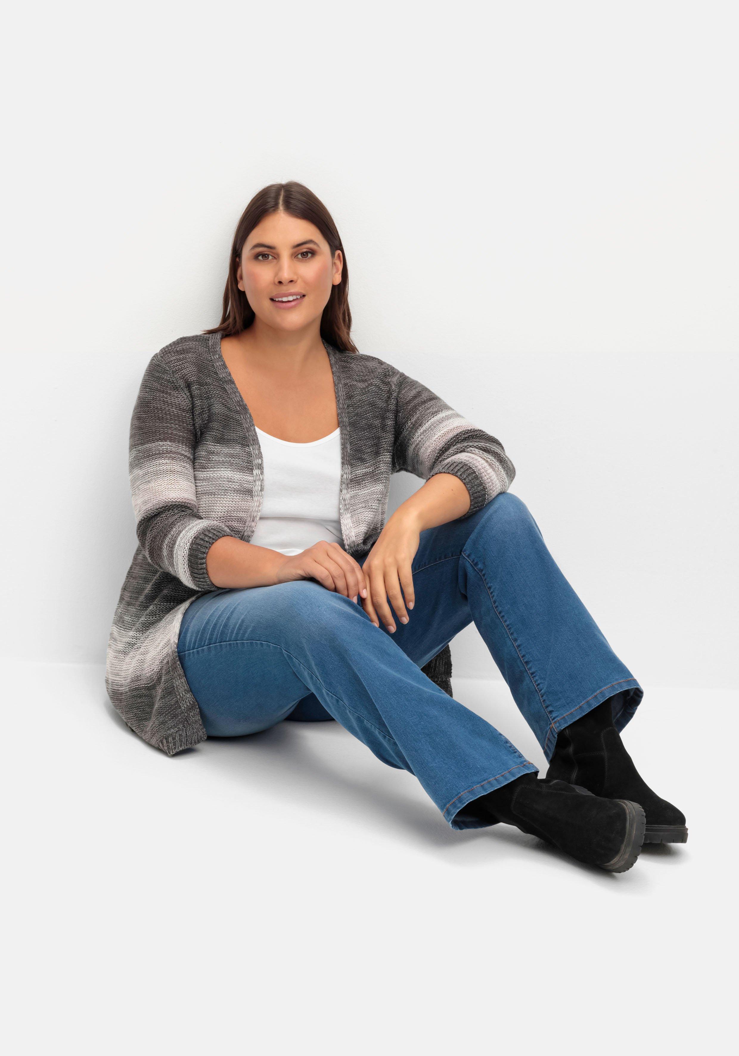 Bootcut-Jeans mit Komfortbund und Used-Effekten
