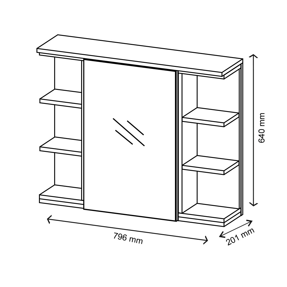 Vicco Spiegelschrank Aquis Spiegel Badspiegel Wandspiegel Bad Eiche Anthrazit