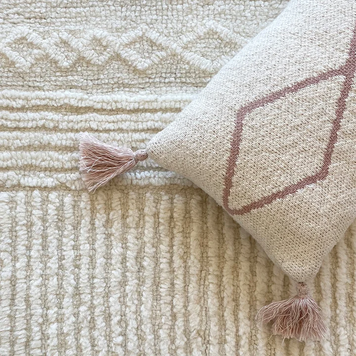 Lorena Canals - Gestricktes Kissen Little Oasis, 25 x 40 cm, natur / grau