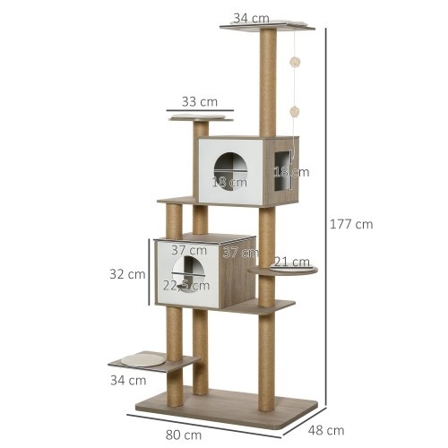 Arranhador para Gatos Pawhut, Branco e Marrom