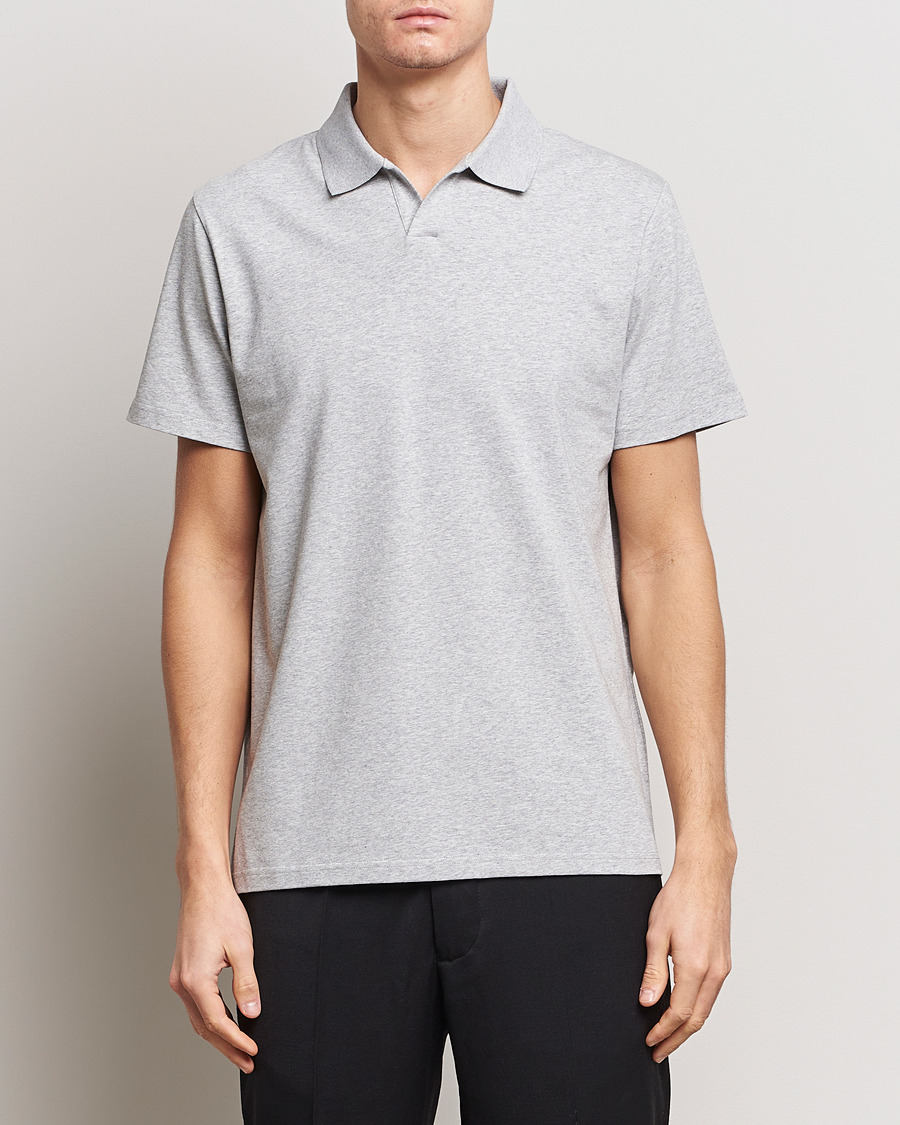 Filippa K Soft Lycra Polo Tee Light Grey Melange