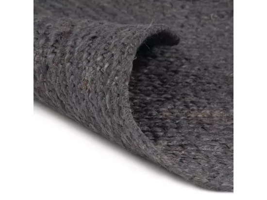 Tapis fait à la main jute rond 210 cm gris foncé