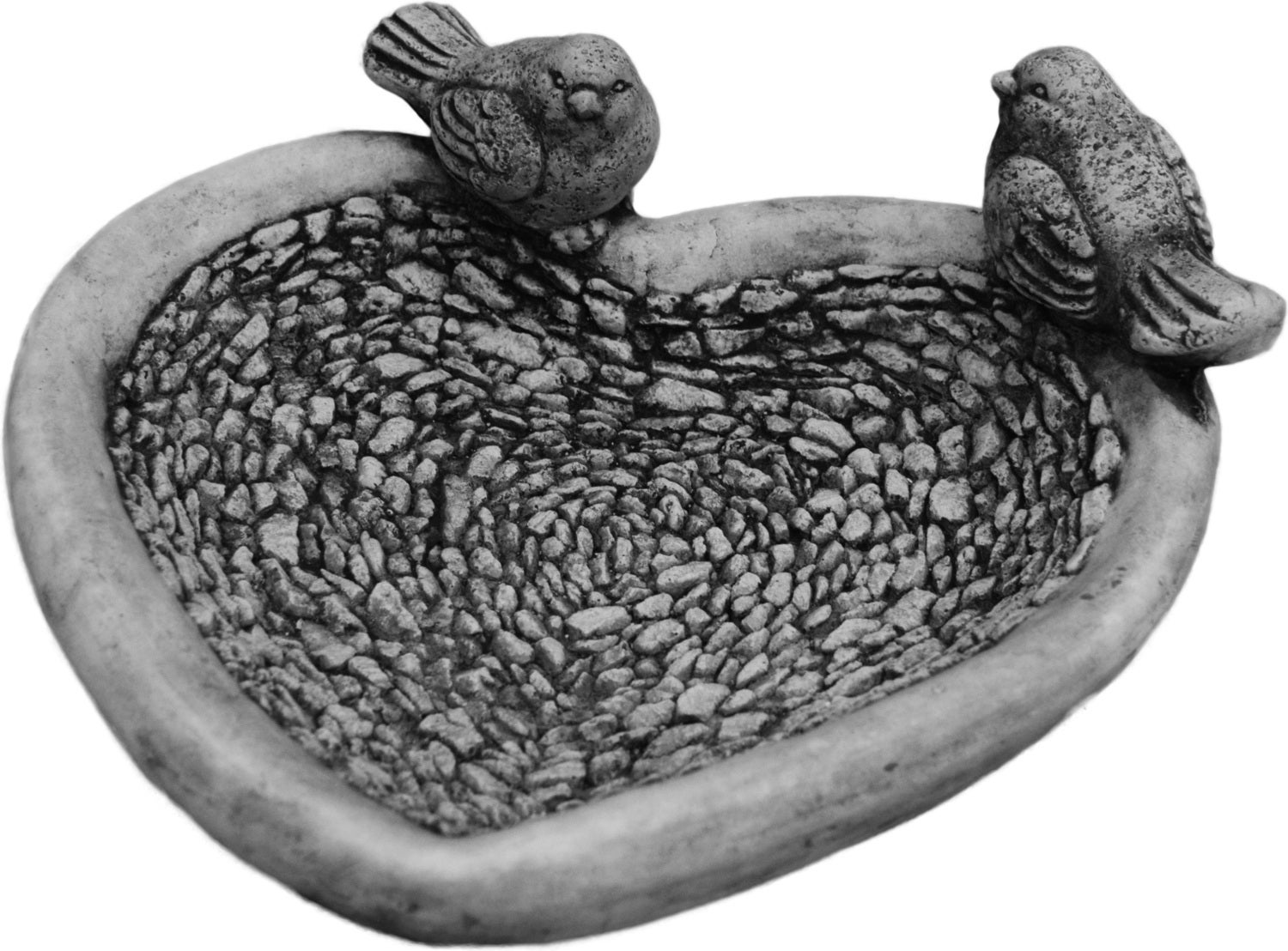 Tuinbeeld hart met vogels grijs 45 x 45 x 15 cm