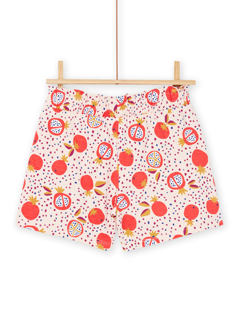 Short souple rose poudré à imprimé fruit
