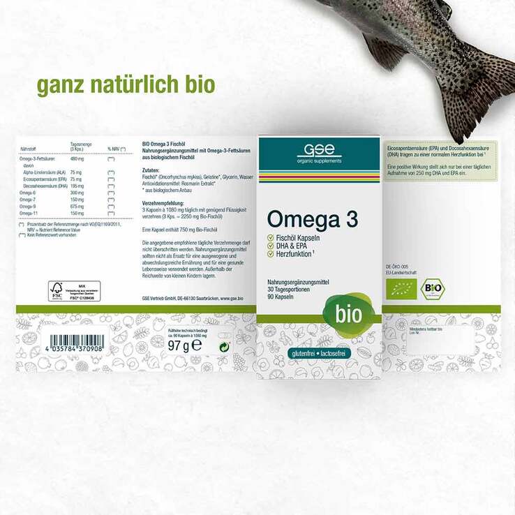 Bio Omega 3 Fischöl Kapseln, 90 St